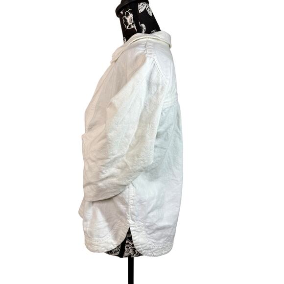 Pilcro Linen Cotton Blend Pullover Oversize V Neck Top White - Picture 5 of 8